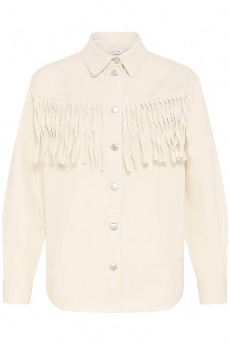 NEW B.YOUNG women's tessa fringe jacket in cream